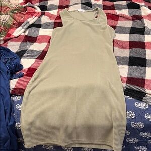 Sleeveless Olive Green Ribbed dress